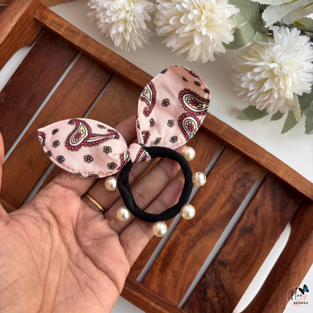 Paisley Pearl Bunny Ear Hair Tie