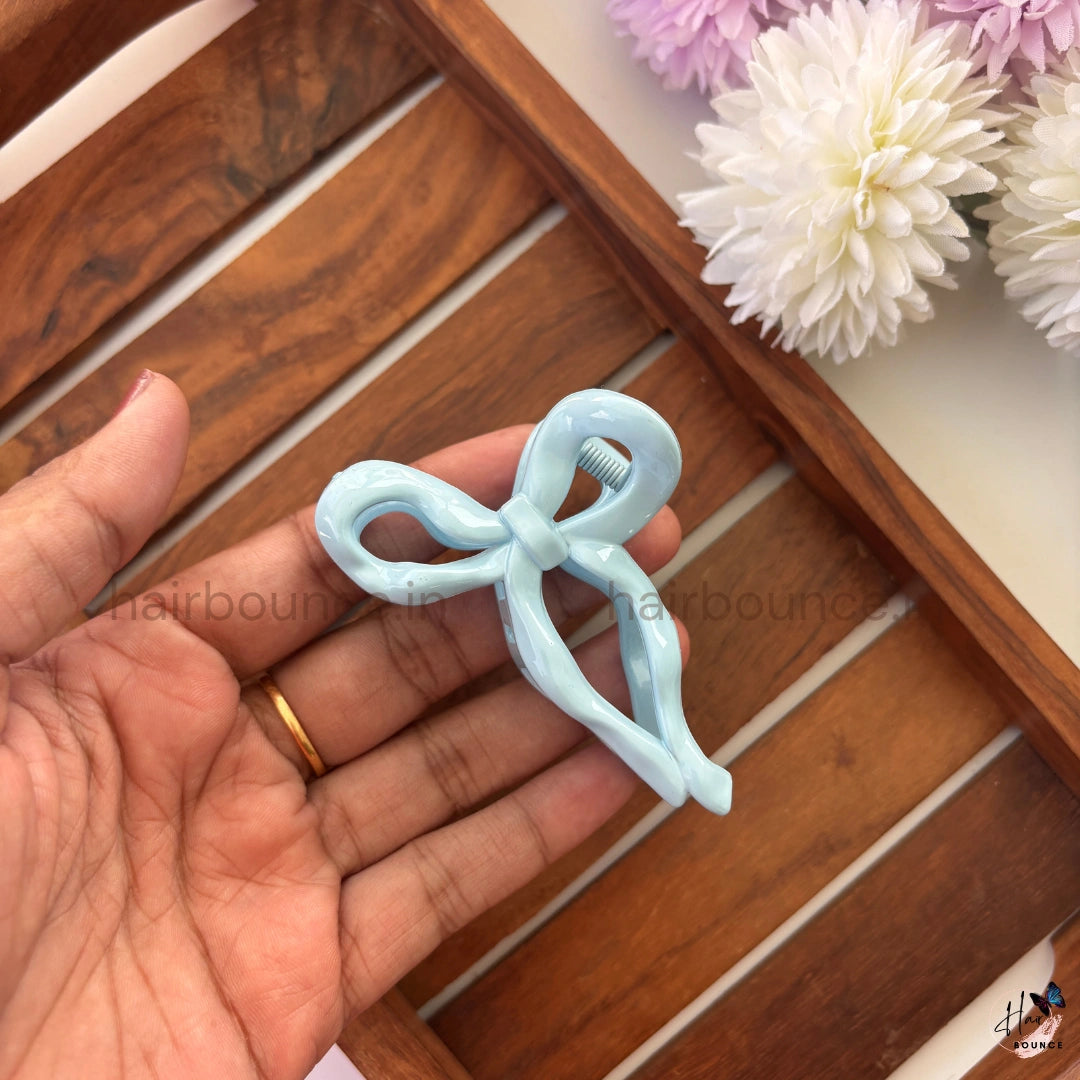 Glossy Ribbon Bow Hair Claw – Medium