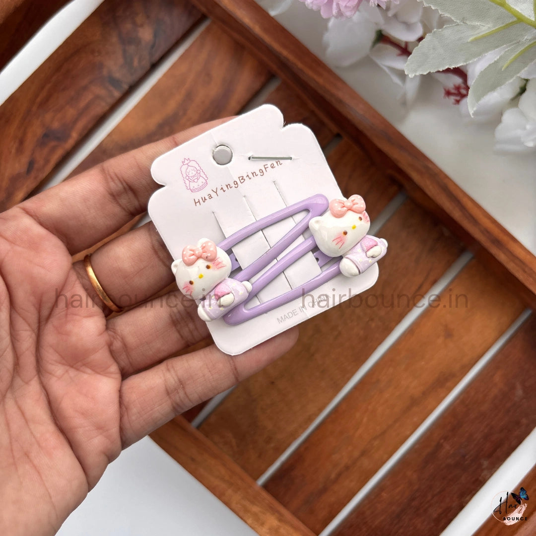 Kitty Charm Snap Hair Clips – Pack of 2
