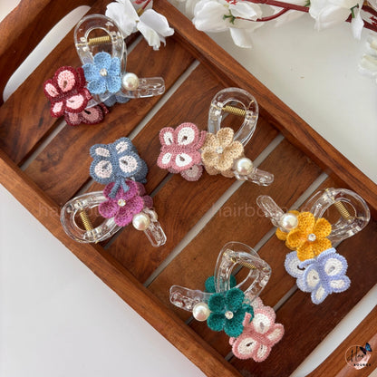 Handmade Crochet Butterfly & Flower Hair Claw – Medium