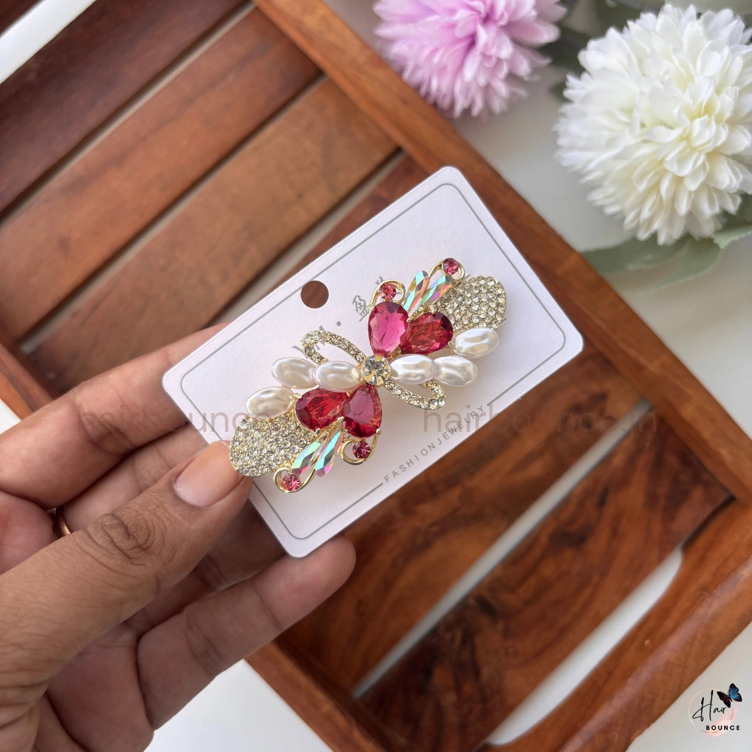 Pearl Bloom Crystal Hair Barrette – Floral Rhinestone