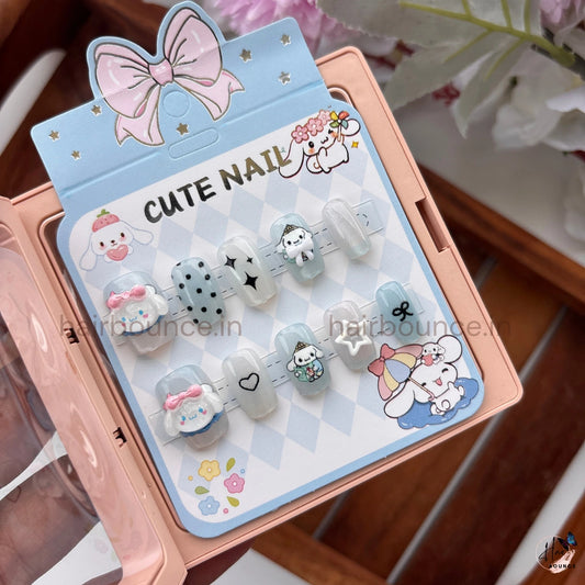 Cute Cartoon Kids Press-On Nail Set – Reusable Fake Nails (Character Designs)