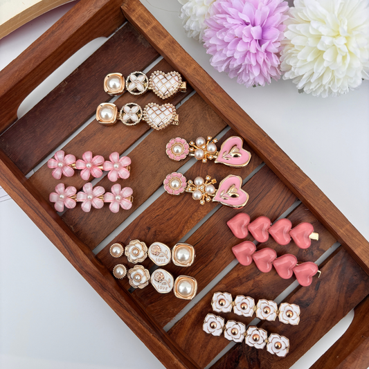 Blush & Pearl Floral Alligator Clip Set