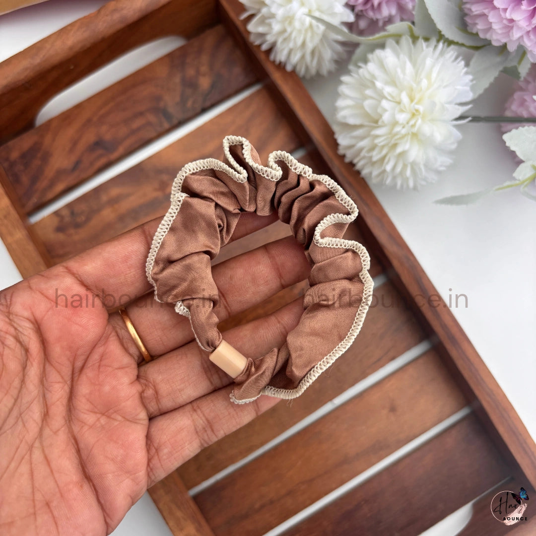 Elegant Satin Trim Scrunchie Hair Tie