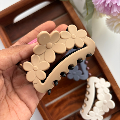 Dual Colour Flower Curve Hair Claw - Medium