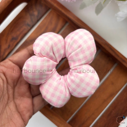 Cloud Puff Gingham Scrunchie