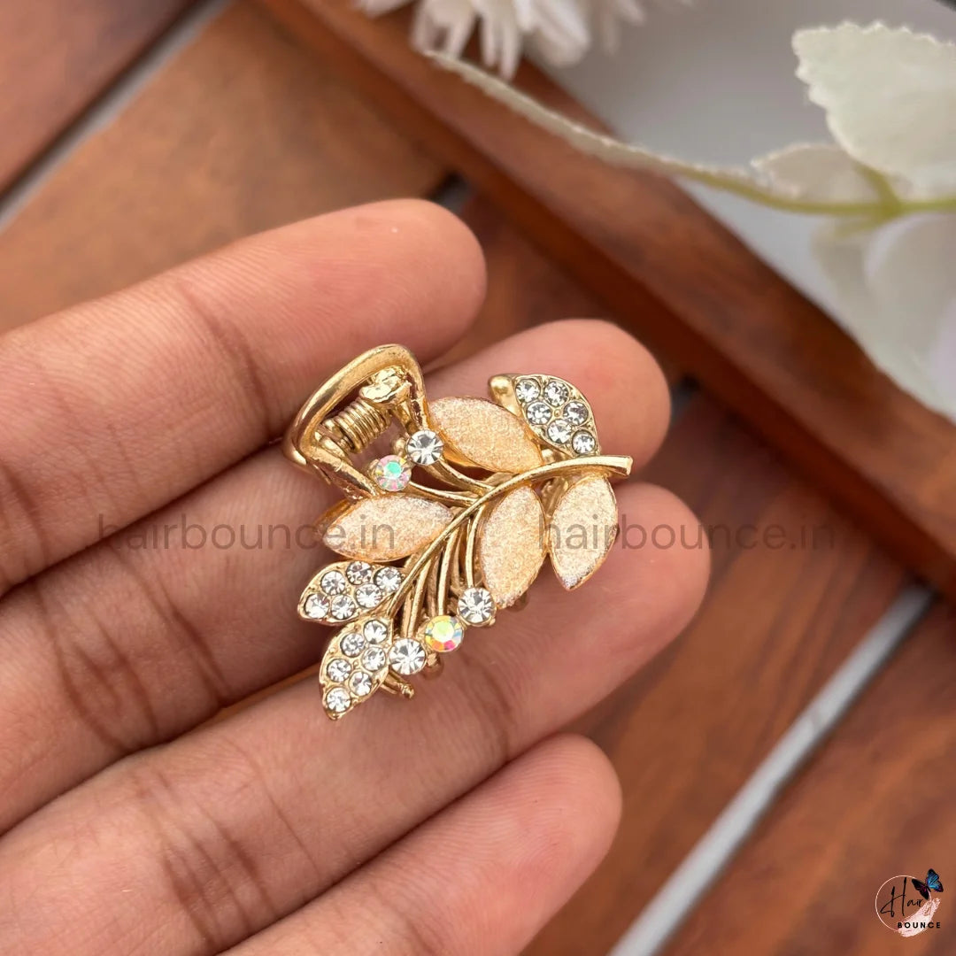 Crystal Leaf Mini Hair Claw Clips – Pack of 6