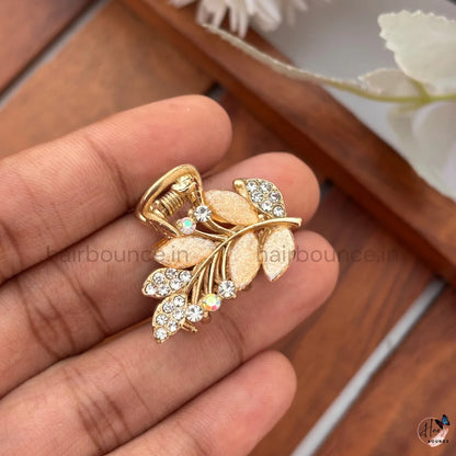 Crystal Leaf Mini Hair Claw Clips – Pack of 6