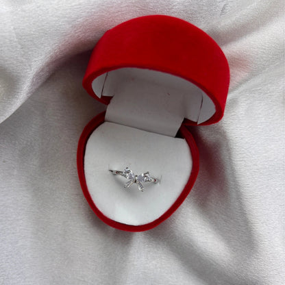 Crystal Bow Silver Ring – Adjustable
