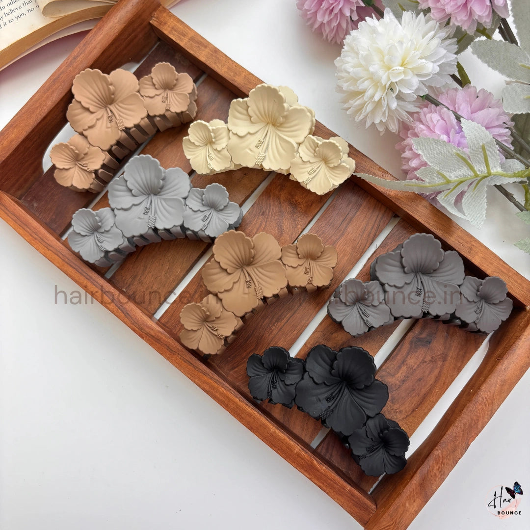 Matte Hibiscus Bloom Hair Claw – Large