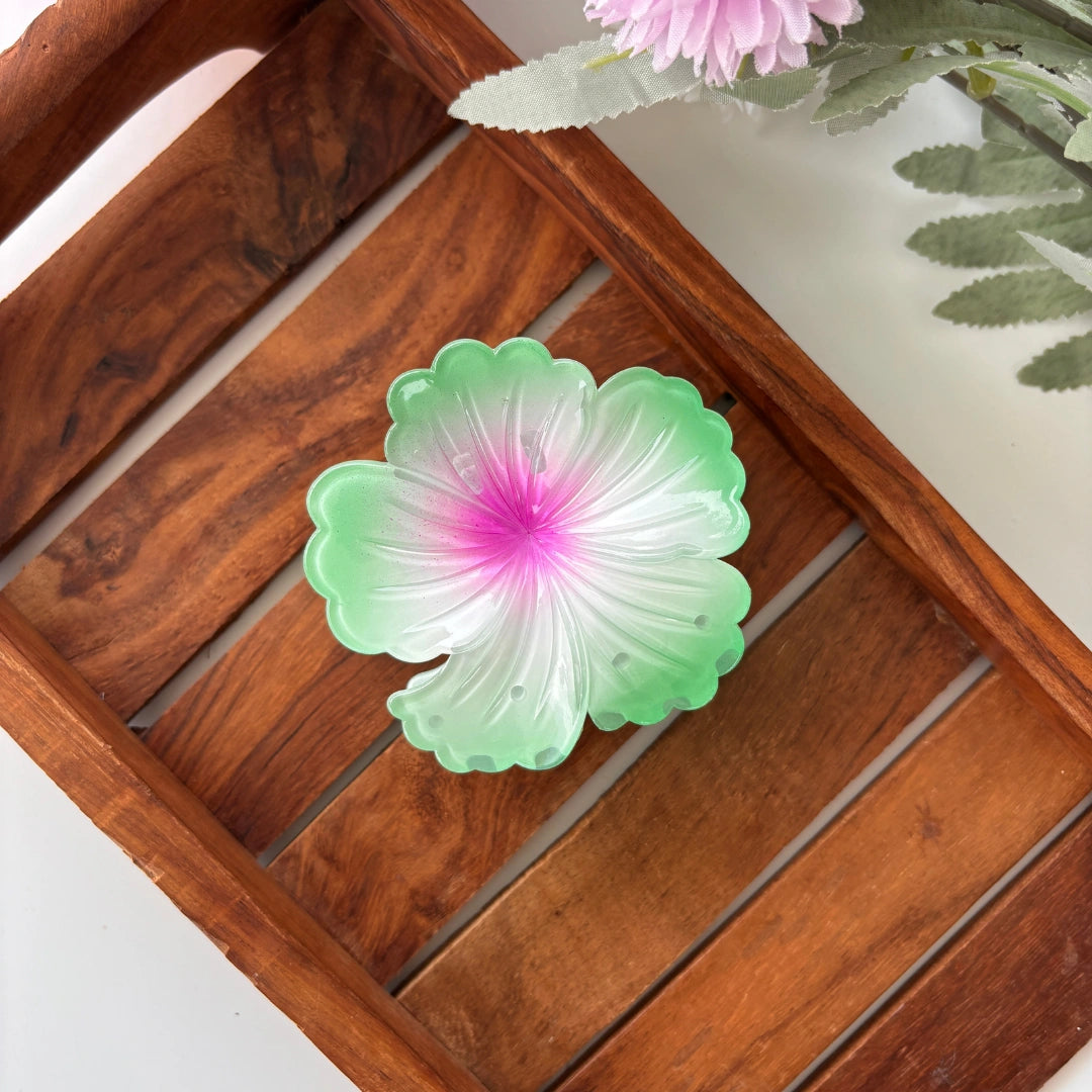 Pastel Bloom Hibiscus Hair Claw - Large