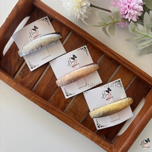 Aurora Fine-Line Metallic Oval Barrette – Elegant Luxe Collection