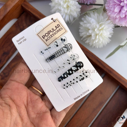 Monochrome Kitty Kids Tic Tac Hair Clips – Pack of 5