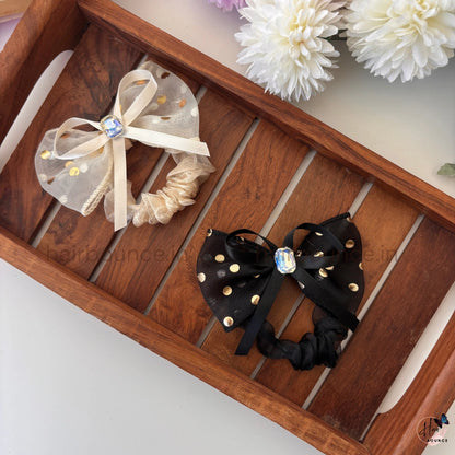 Crystal Bow Organza Scrunchie