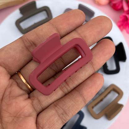 Colourful Smooth Rectangle Hair Claw - Pack of 2 / Assorted Colours