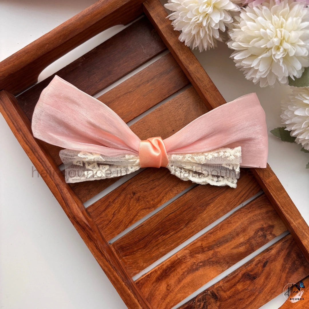 Lace Layered Organza Bow Hair Clip