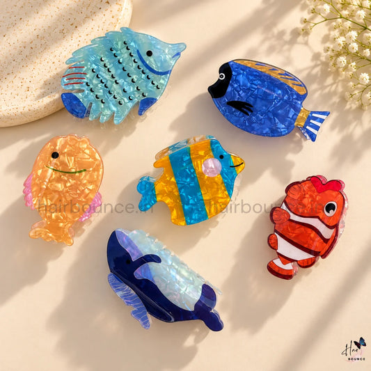 Colourful Ocean Fish Hair Claw Clips – Large