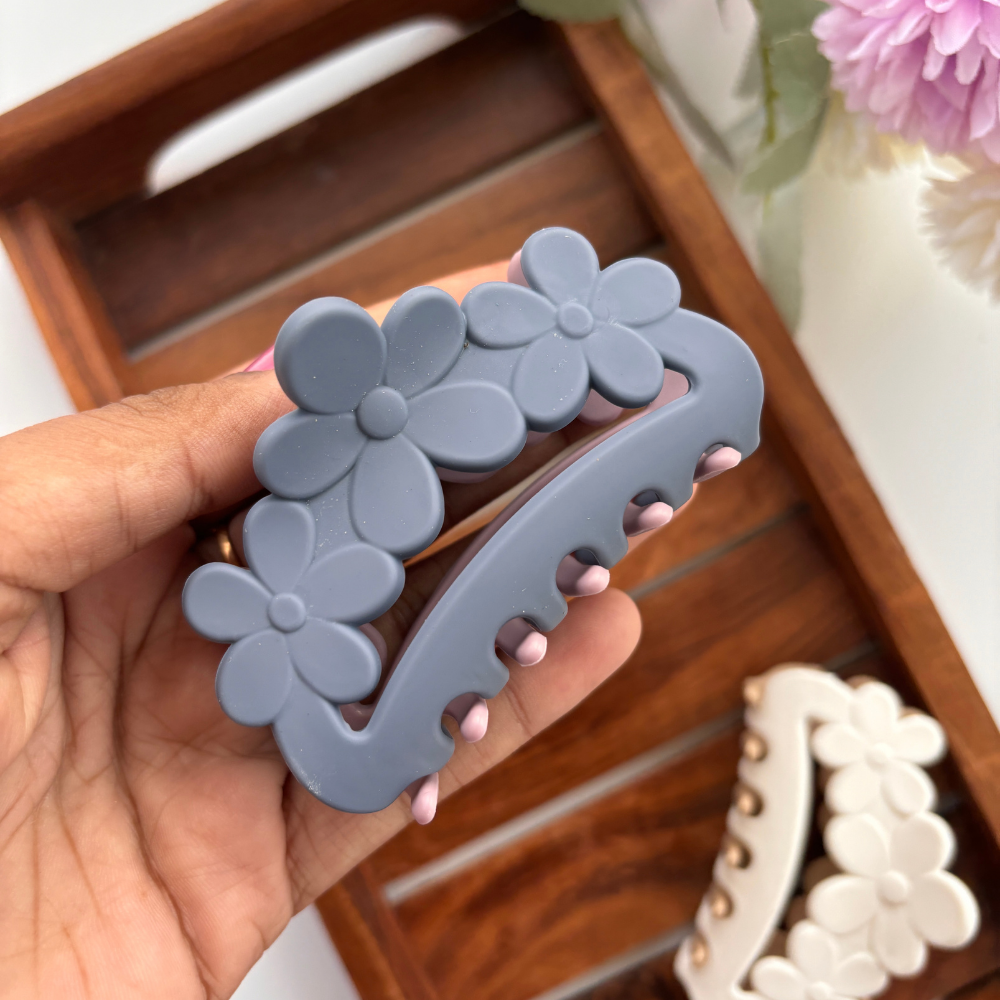 Dual Colour Flower Curve Hair Claw - Medium