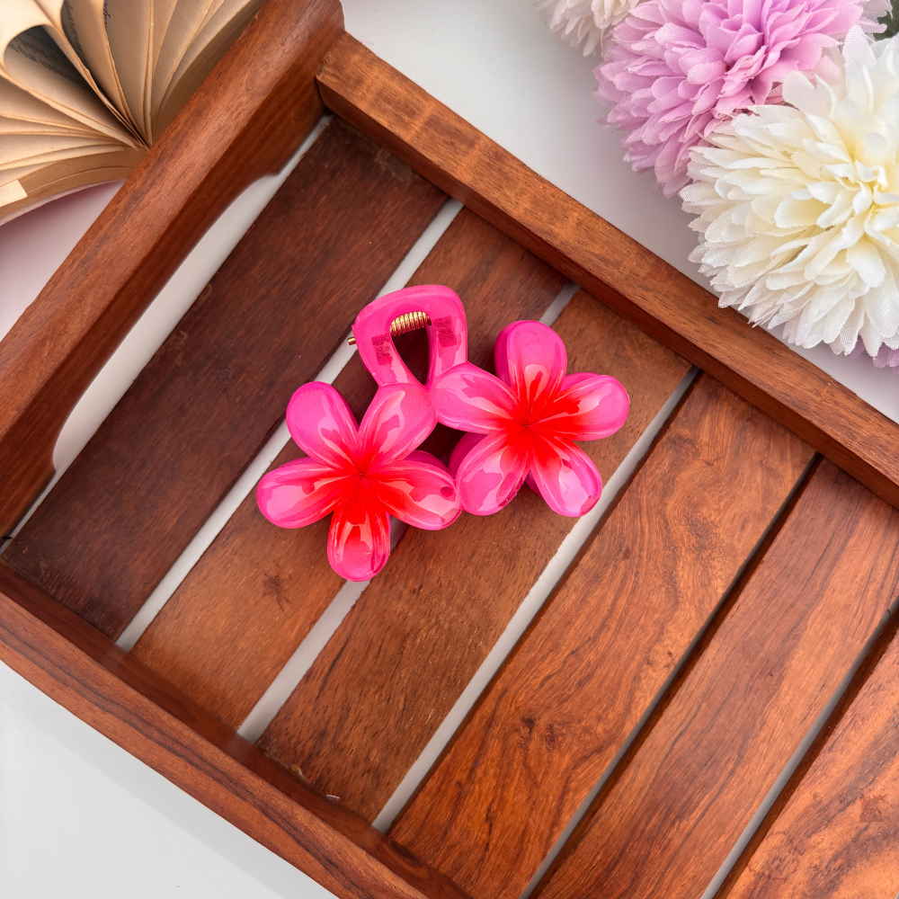 Shinny Lilly Double Flower Hair Claw - Large