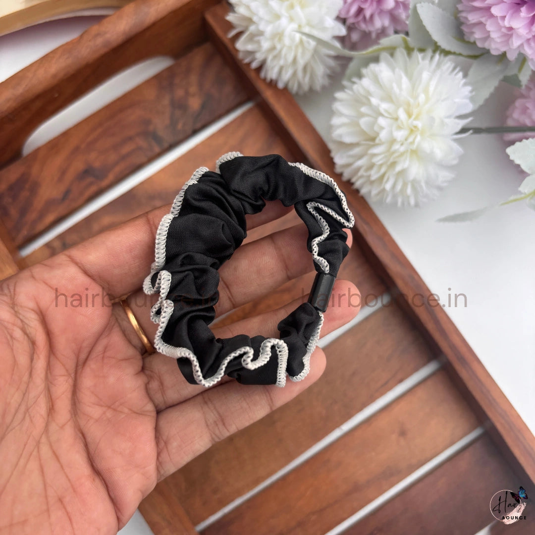 Elegant Satin Trim Scrunchie Hair Tie