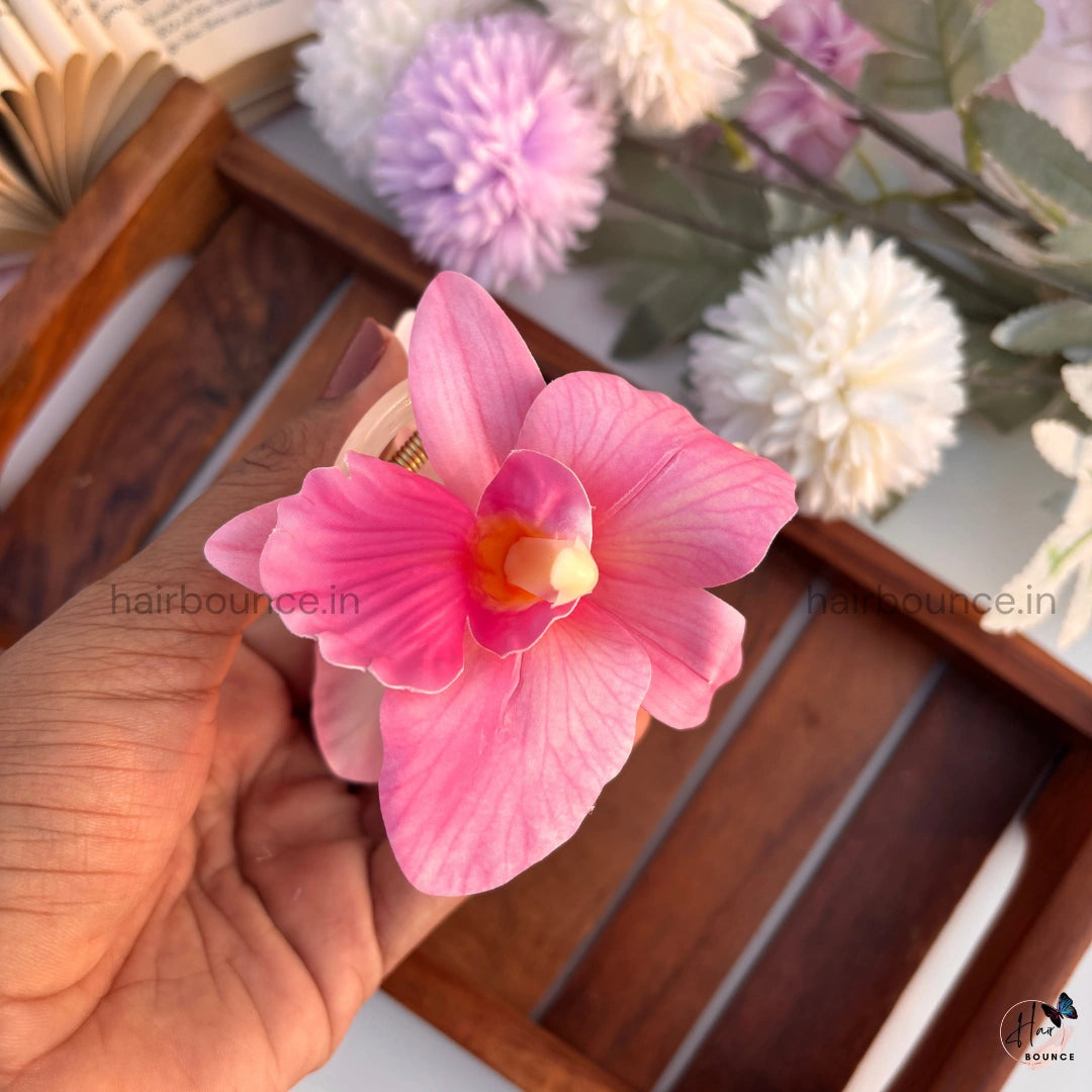 Elegant Orchid Bloom Hair Claw - Large