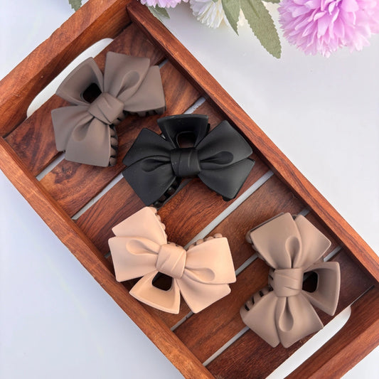 Nude Shades Bow Hair Claw - Large