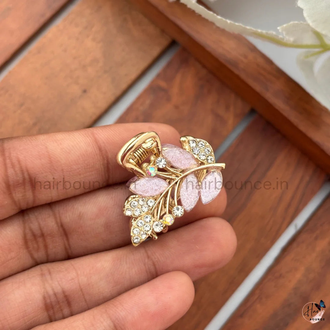 Crystal Leaf Mini Hair Claw Clips – Pack of 6