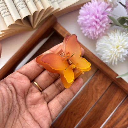 Double Petal Rainbow Butterfly Hair Claw – Medium