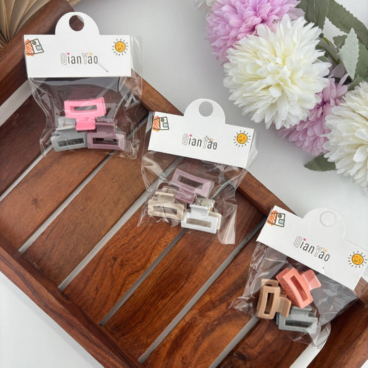 Mini Rectangle Hair Claws - Set of 3 (Assorted)