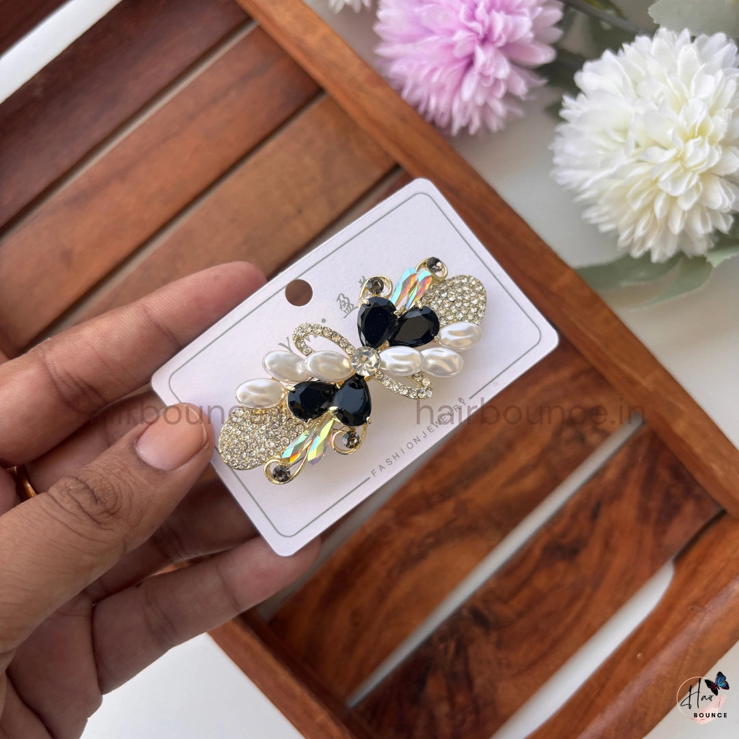 Pearl Bloom Crystal Hair Barrette – Floral Rhinestone