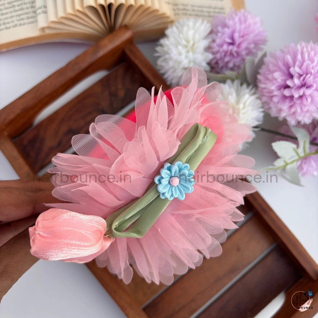 Bloom Bliss Tulle Hair Clip for Girls - Assorted Colour Flowers