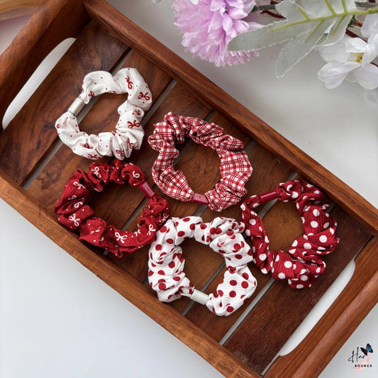 Cherry Picnic Cotton Scrunchies – Pack of 5