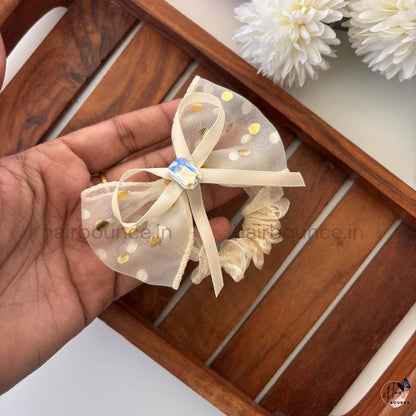Crystal Bow Organza Scrunchie