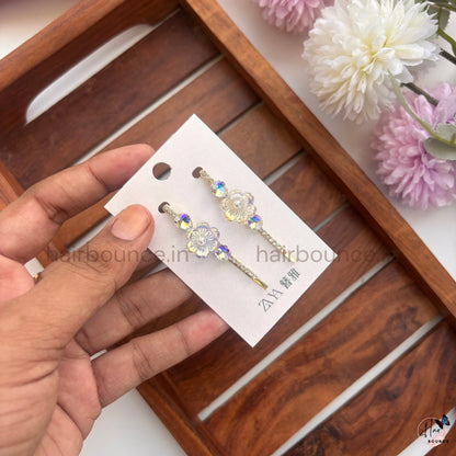 Premium Crystal Floral Drop Hair Pins