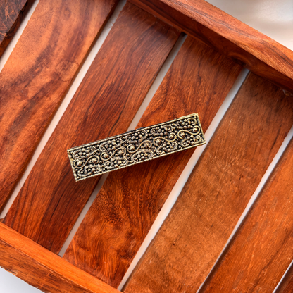 Antique Floral Engraved Hair Clip