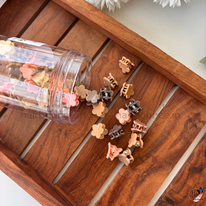 Mini Hair Claw Clip Jar – Pack of 50 | Cute Assorted Small Hair Clutch Clips (6 Designs)