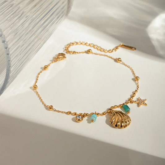 Golden Seashell Charm Bracelet