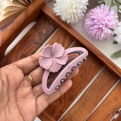 Dual-Colour Floral Accent Hair Claw – Medium