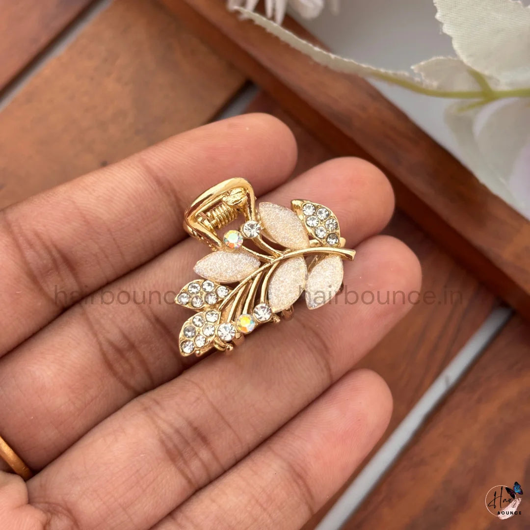 Crystal Leaf Mini Hair Claw Clips – Pack of 6