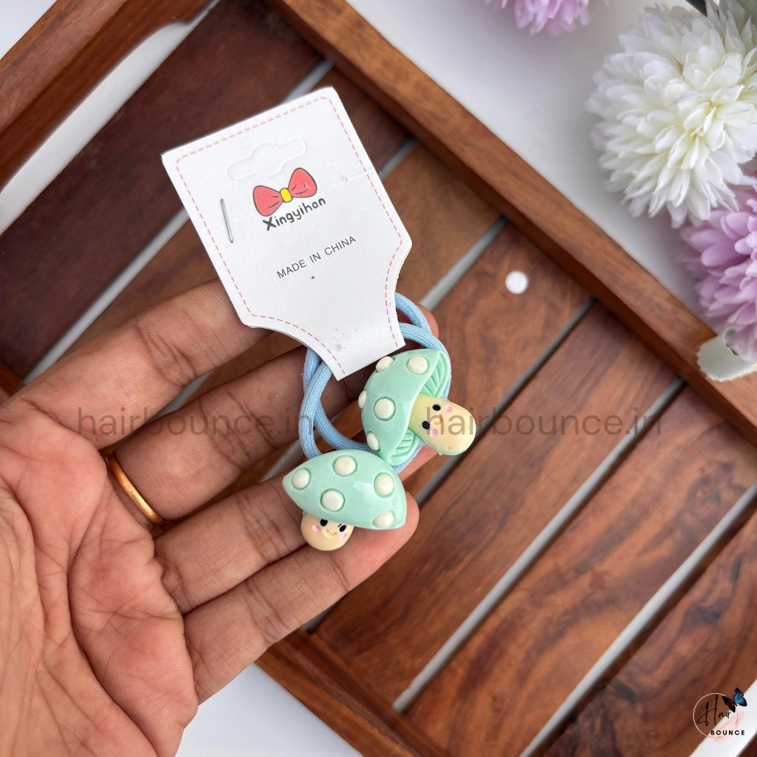 Cute Mushroom Hair Ties for Girls – Pack of 2