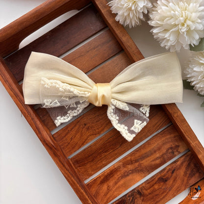 Lace Layered Organza Bow Hair Clip
