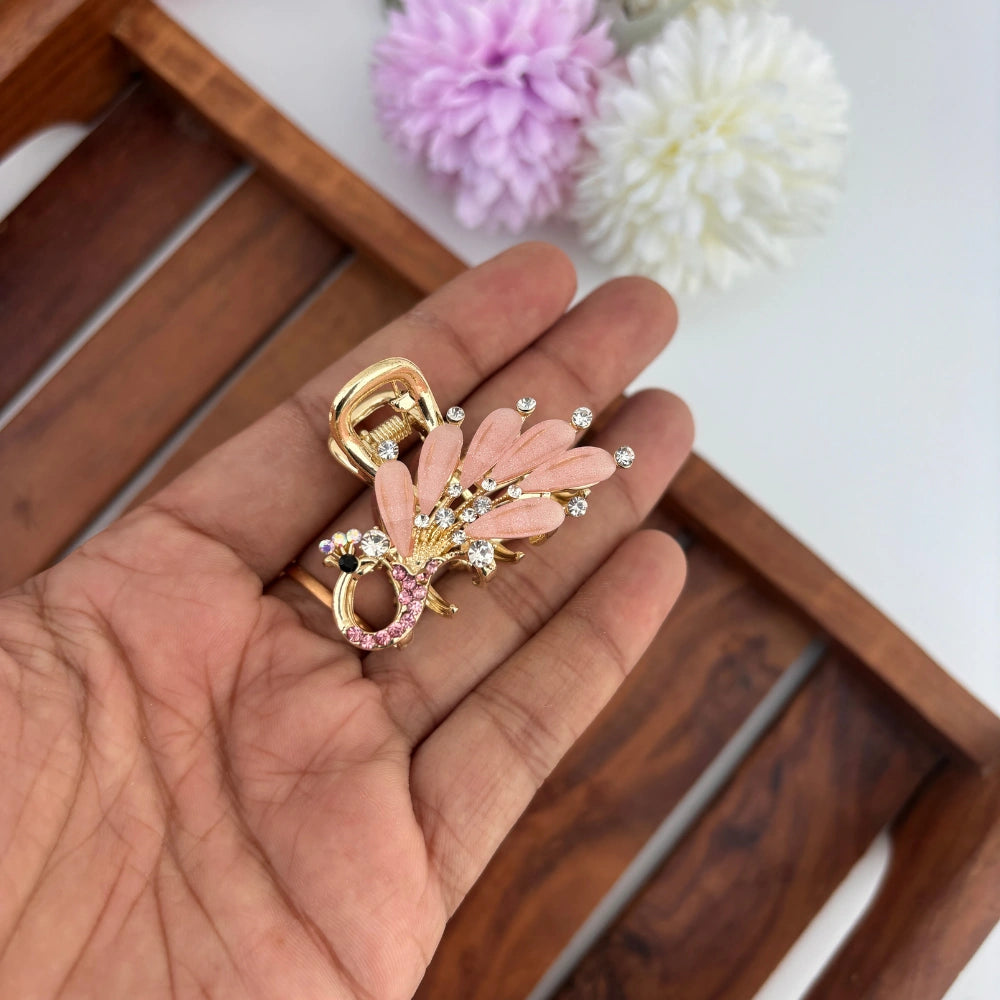 Premium Metal Peacock Hair Claw - Medium