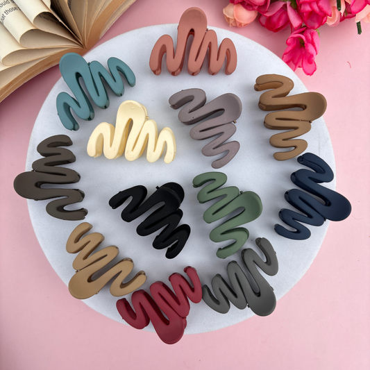 Colourful Dark Shades Zig Zag Hair Claw - Pack of 2 / Assorted Colours