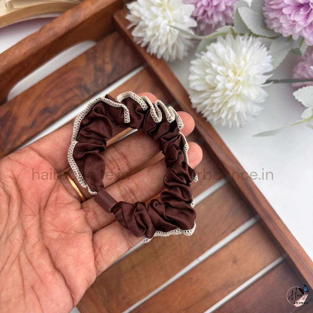 Elegant Satin Trim Scrunchie Hair Tie