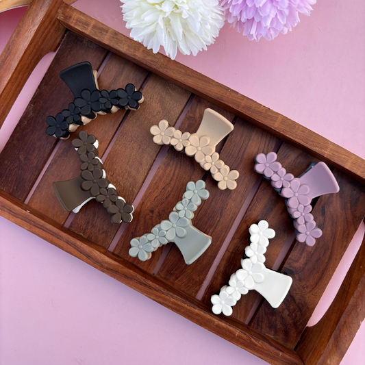 Dual Colour Loop Flower Hair Claw - Medium