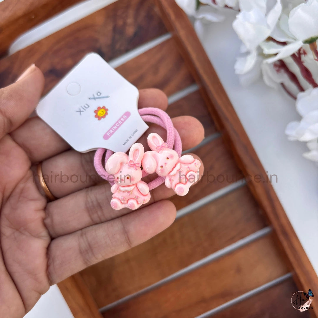 Cute 3D Cartoon Ponytail Rubber Bands for Girls – Pack of 2