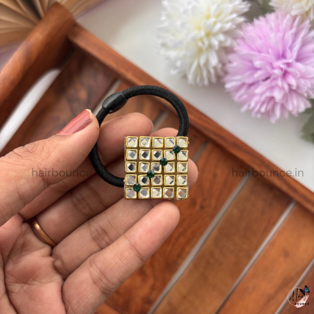 Royal Grid Kundan Hair Tie