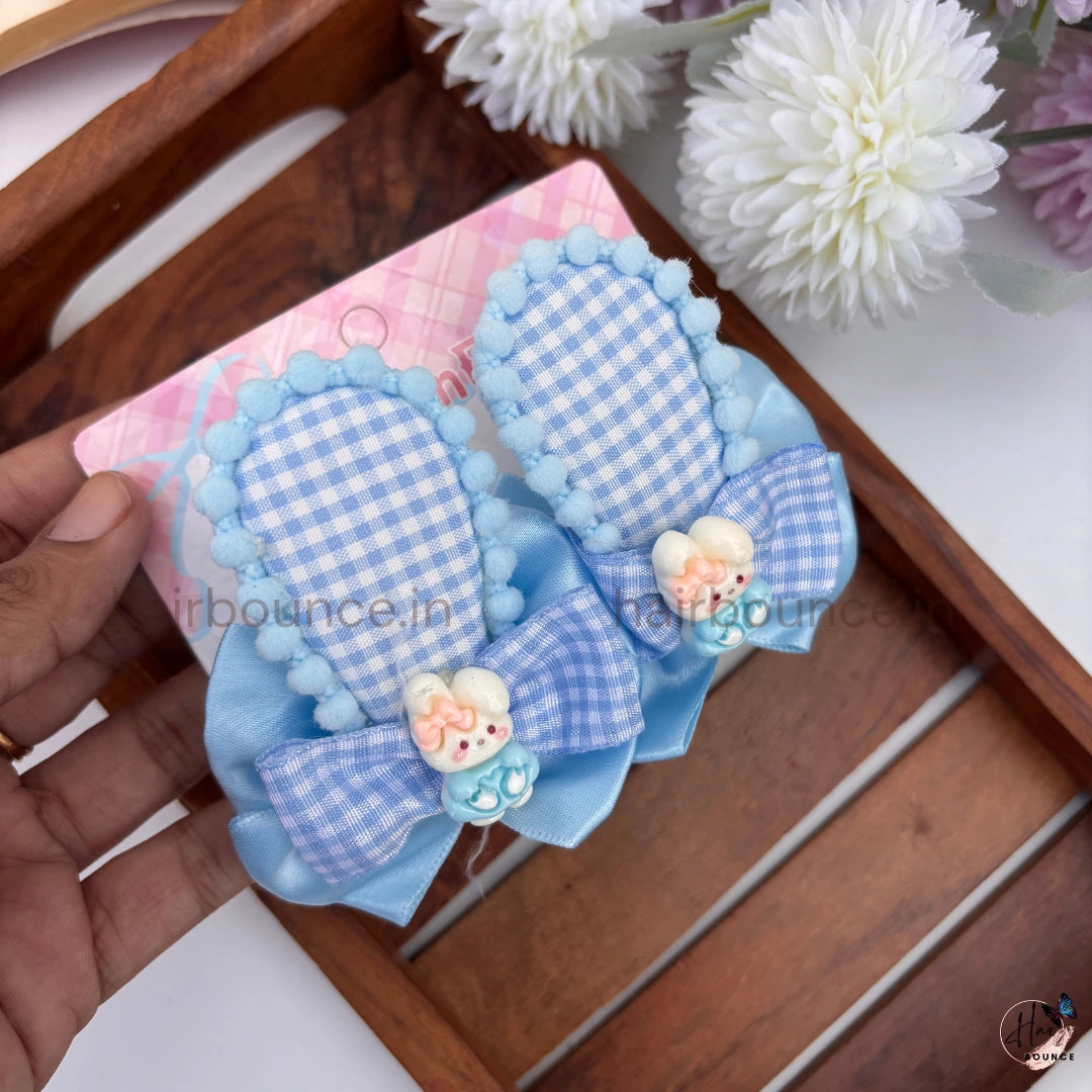 Bunny Blossom Bow Snap Hair Clip Set – Pack of 2