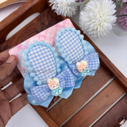 Bunny Blossom Bow Snap Hair Clip Set – Pack of 2