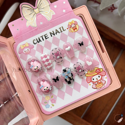 Cute Cartoon Kids Press-On Nail Set – Reusable Fake Nails (Character Designs)